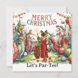 Golf Let's Par Tee Christmas Party for Golfer  Holiday Card