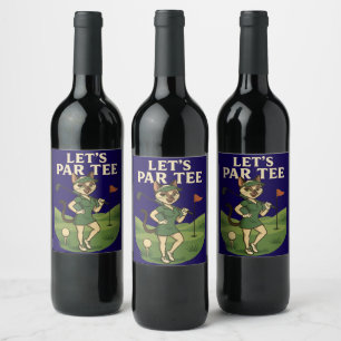 Golf Let's Par Tee for Cat Lovers Wine Label