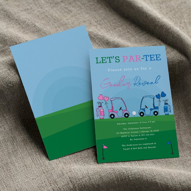 Golf LET'S PAR-TEE Gender Reveal  Invitation (Golf LET'S PAR-TEE Gender Reveal Invitation)