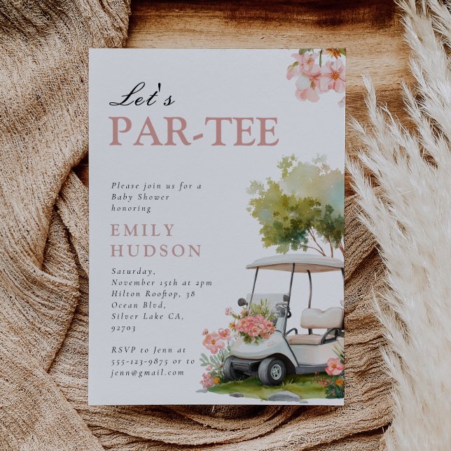 Golf Let's Par-tee Girl Baby Shower Invitation (Creator Uploaded)