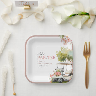Golf Let's Par-tee Girl Baby Shower Paper Plate