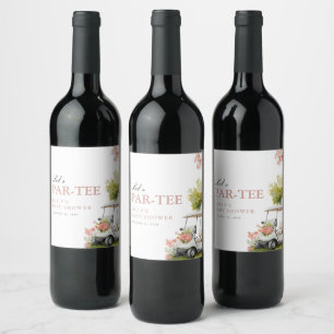 Golf Let's Par-tee Girl Baby Shower Wine Label