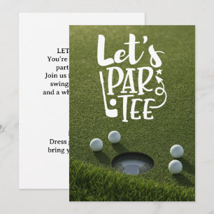 Golf let's par tee golf ball on green grass invitation