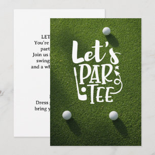 Golf let's par tee golf ball on green grass invitation