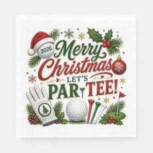 Golf Let's Par-Tee Golf Christmas Themed Napkin
