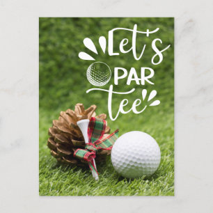 Golf Let's Par Tee Golfer Christmas Party Postcard