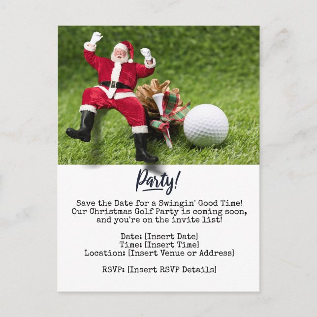 Golf Let's Par Tee Golfer Christmas Party Postcard (Front)