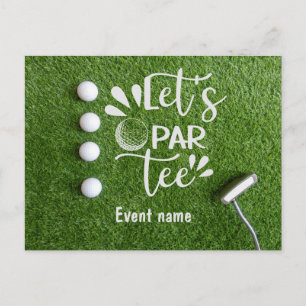 Golf Let's Par Tee Golfer Party on green grass Postcard