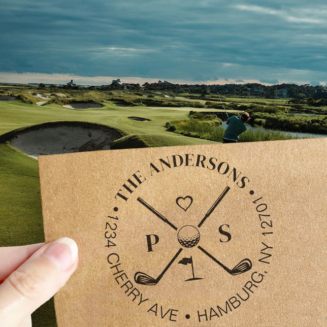 Golf Let's Par-Tee Name Return Address Rubber Stamp (Creator Uploaded)