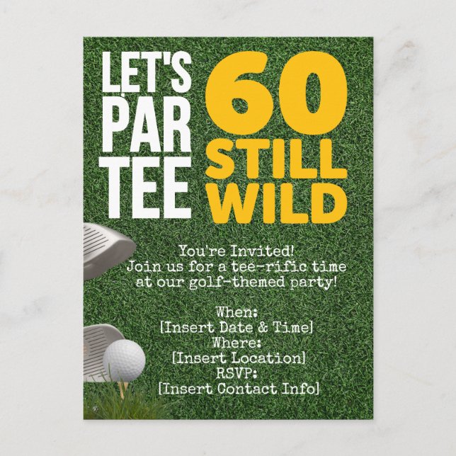 Golf Let's Par tee party 60th Birthday Golfer Postcard (Front)