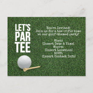 Golf Let's Par tee party invitation with golf ball
