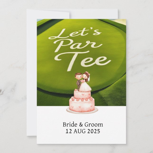 Golf Let's Par Tee text on Putting Green Invitation (Front)