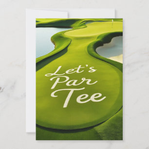 Golf Let's Par Tee text on Putting Green Invitation