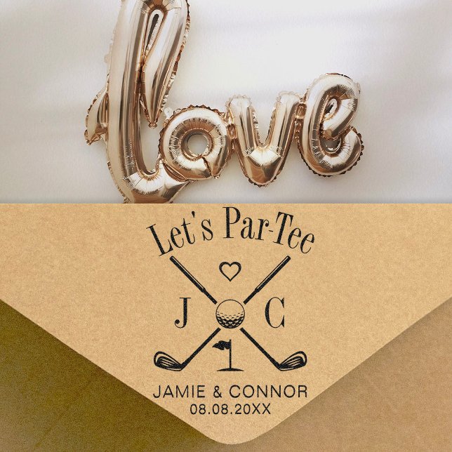Golf Let's Par-Tee Wedding Save the Date Rubber Stamp (Creator Uploaded)
