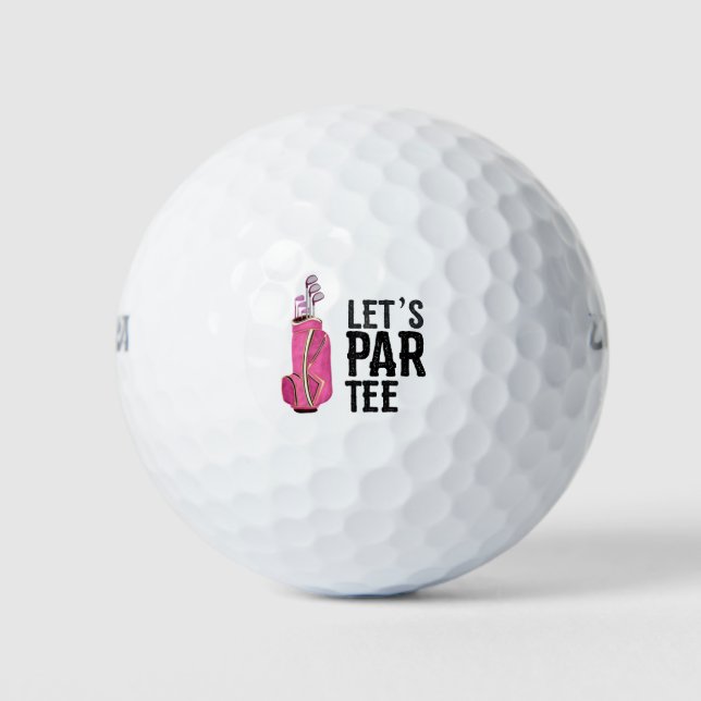 Golf Let's Par tee with pink golf bag fwoman lady  Balls (Front)