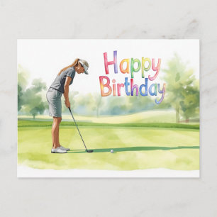 Golf life for woman golfer Happy birthday  Postcard