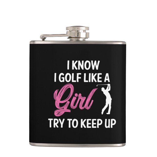 golf like a girl hip flask (Front)