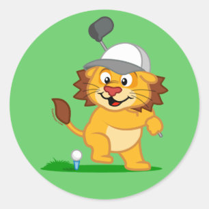 Golf Lion Classic Round Sticker