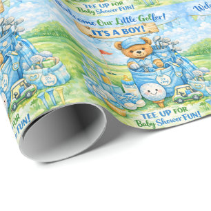 Golf Little Golfer Baby Boy Shower Invitation Wrapping Paper