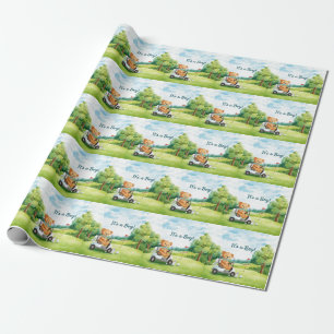 Golf Little Golfer Baby Boy Shower Invitation Wrapping Paper