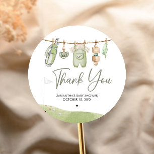 Golf Little Putter Baby Shower Classic Round Sticker