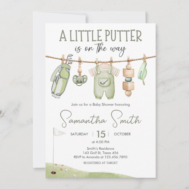 Golf Little Putter Baby Shower Invitation (Front)