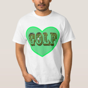 Golf Logo In A Green Love Heart, T-Shirt