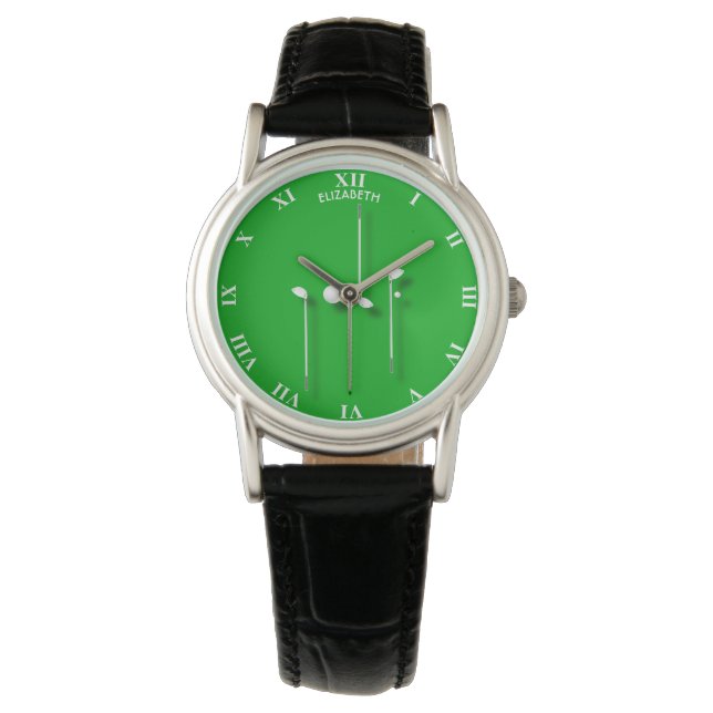 Golf Logo With Golf Ball Clubs Birdie Eagle Golfer Watch (Front)