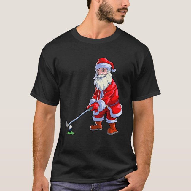 Golf Lover Christmas Men Golf Club Golfing Santa C T-Shirt (Front)