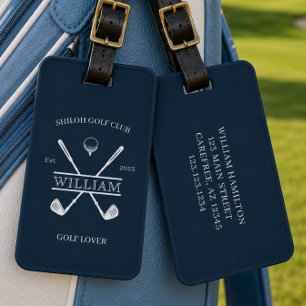 Golf Lover Cross Club Dark Blue Luggage Tag