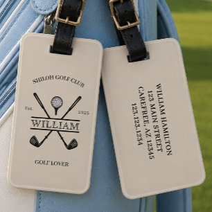 Golf Lover Cross Club Tan Luggage Tag