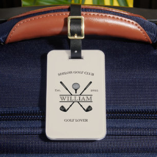 Golf Lover Cross Club Tan Luggage Tag