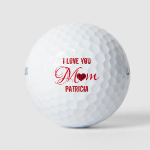 Golf Lover I Love You Mum Red Heart Mothers Day Balls