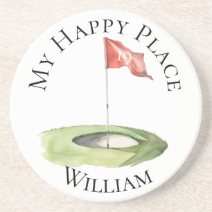 Golf Lover My Happy Place 19th Hole Coaster