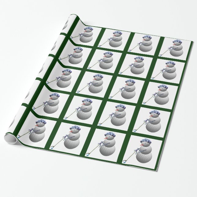 Golf Lovers Christmas Wrapping Paper (Unrolled)