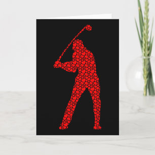 Golf Lovers Valentine Hearts Love Golfer Silhouett Card