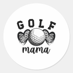Golf Mama Hearts Golf Mum Of A Golf Player Mother Classic Round Sticker