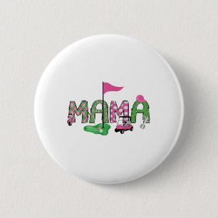 Golf Mama Pink Hole In One Golf 1st Birthday Girl 6 Cm Round Badge