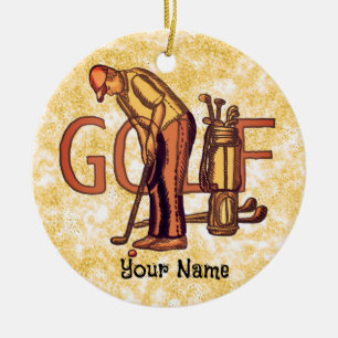 Golf Man Letters Ceramic Tree Decoration