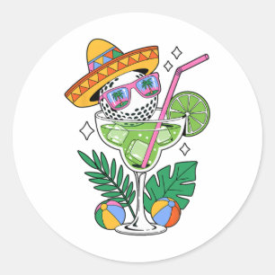 Golf Margarita Sombrero Tropical Funny Cinco De Ma Classic Round Sticker