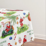 Golf May the course be with you Christmas Santa  Tablecloth<br><div class="desc">Bring festive golf cheer to your holiday table with this playful tablecloth! Featuring Santa Claus golfing on a lush green course, swinging his club, riding a golf cart, and surrounded by golf balls, golf bags, and Christmas decorations like ornaments, candy canes, and holly. The humourous text “May the Course Be...</div>