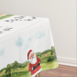 Golf May the course be with you Christmas Santa  Tablecloth<br><div class="desc">Bring festive golf cheer to your holiday table with this playful tablecloth! Featuring Santa Claus golfing on a lush green course, swinging his club, riding a golf cart, and surrounded by golf balls, golf bags, and Christmas decorations like ornaments, candy canes, and holly. The humourous text “May the Course Be...</div>