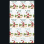 Golf May the course be with you Christmas Santa  Tablecloth<br><div class="desc">Bring festive golf cheer to your holiday table with this playful tablecloth! Featuring Santa Claus golfing on a lush green course, swinging his club, riding a golf cart, and surrounded by golf balls, golf bags, and Christmas decorations like ornaments, candy canes, and holly. The humourous text “May the Course Be...</div>