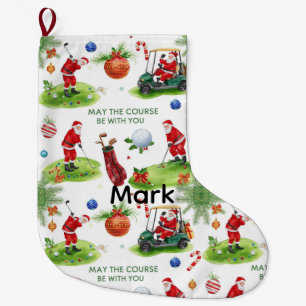 Golf May the course be with you with Santa  Large Christmas Stocking