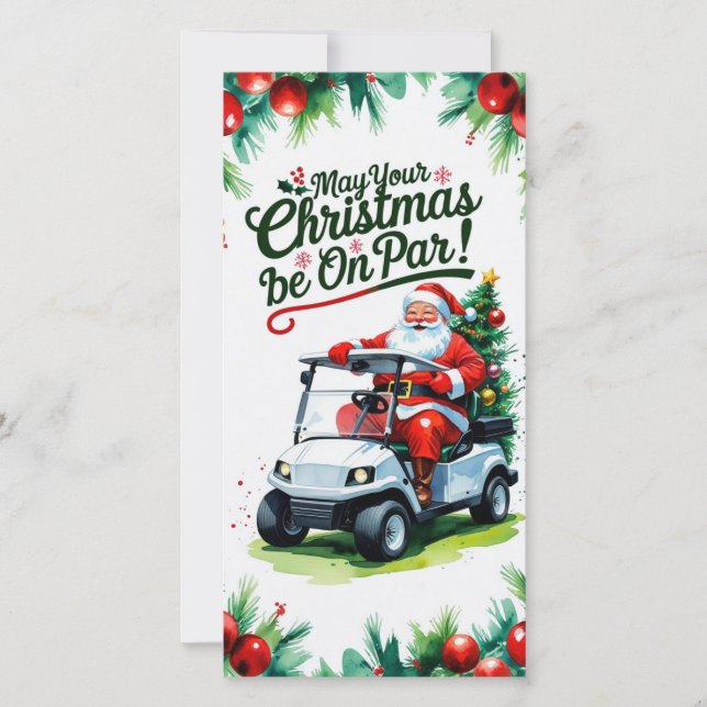 Golf “May Your Christmas Be On Par!” for Golfer  Holiday Card (Front)