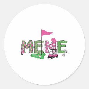 Golf Meme Pink Hole In One Golf 1st Birthday Girl Classic Round Sticker