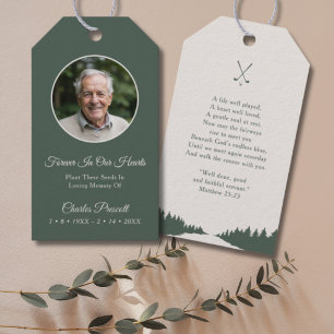 Golf Memorial Funeral Photo Seed Packet Gift Tags
