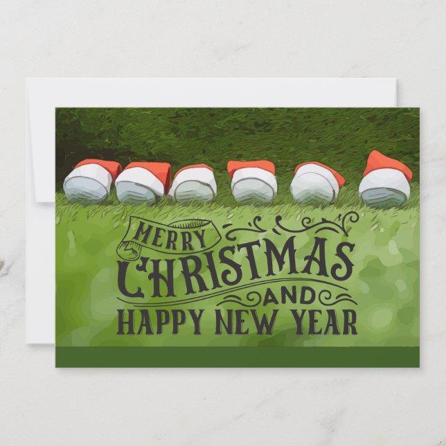 Golf Merry Christmas and happy new year Holiday Card (Front)