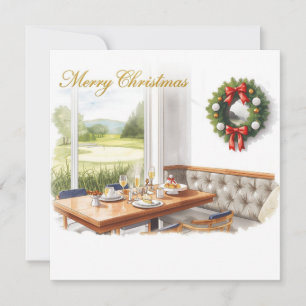 Golf Merry Christmas from Golf Course Clubhouse Holiday Card