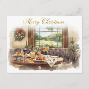 Golf Merry Christmas from Golf Course Clubhouse Holiday Postcard